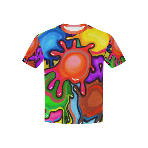 Vibrant Abstract Paint Splats Kids' All Over Print T-shirt (USA Size) (Model T40)