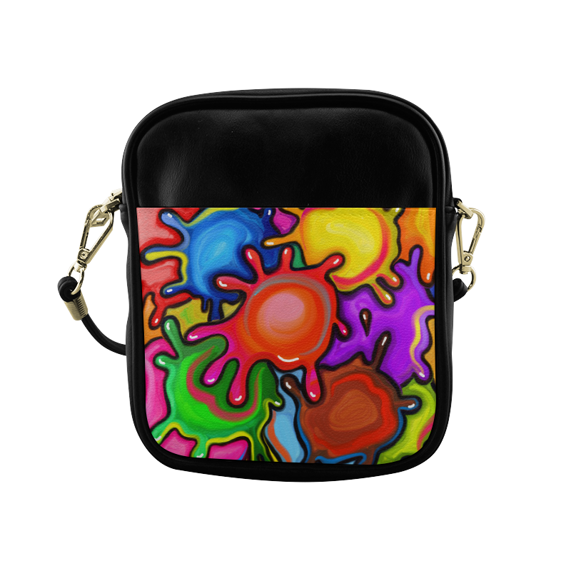 Vibrant Abstract Paint Splats Sling Bag (Model 1627)