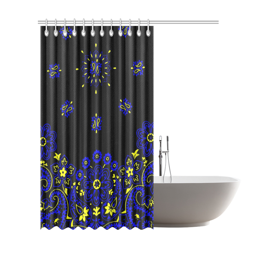 blue yellow bandana Shower Curtain 72"x84"