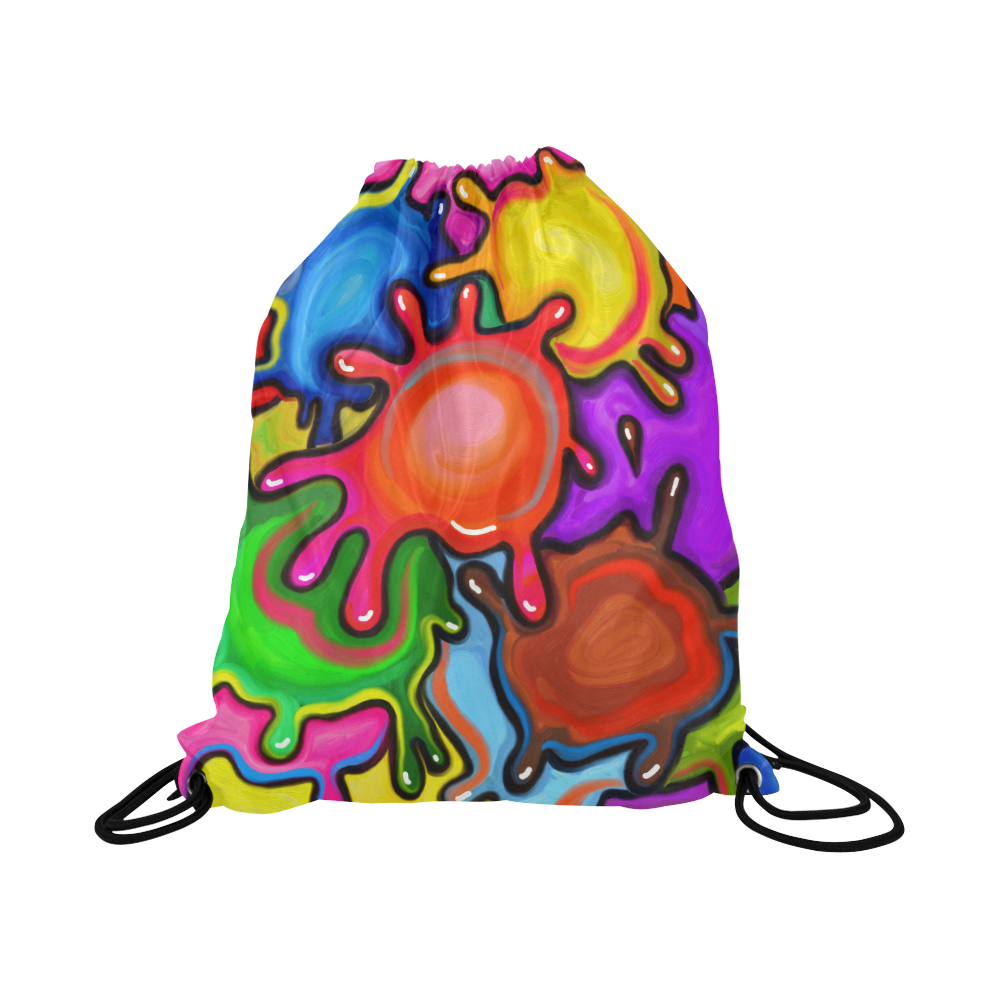 Vibrant Abstract Paint Splats Large Drawstring Bag Model 1604 (Twin Sides)  16.5"(W) * 19.3"(H)