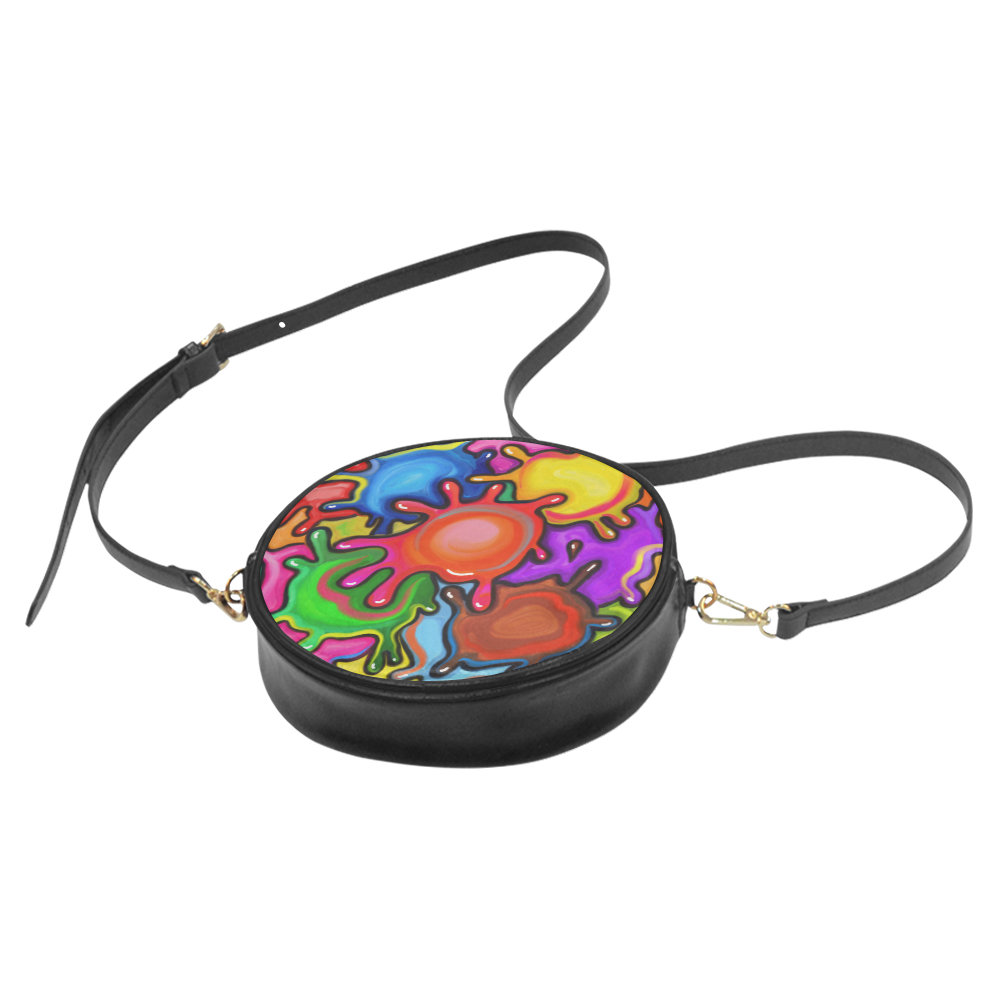 Vibrant Abstract Paint Splats Round Sling Bag (Model 1647)