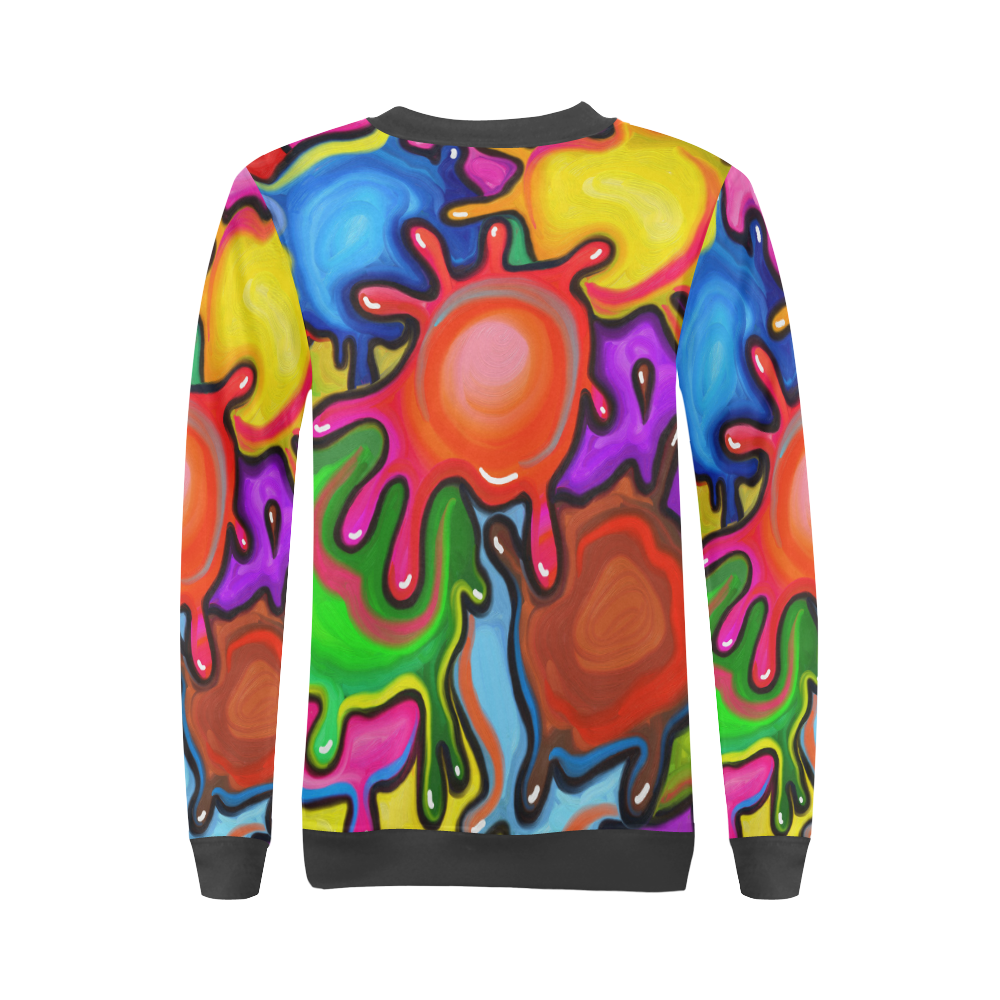 Vibrant Abstract Paint Splats All Over Print Crewneck Sweatshirt for Women (Model H18)