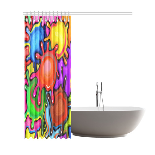 Vibrant Abstract Paint Splats Shower Curtain 72"x84"