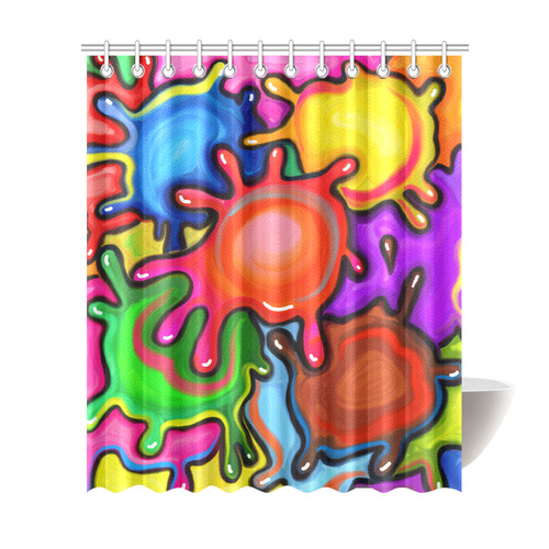 Vibrant Abstract Paint Splats Shower Curtain 72"x84"