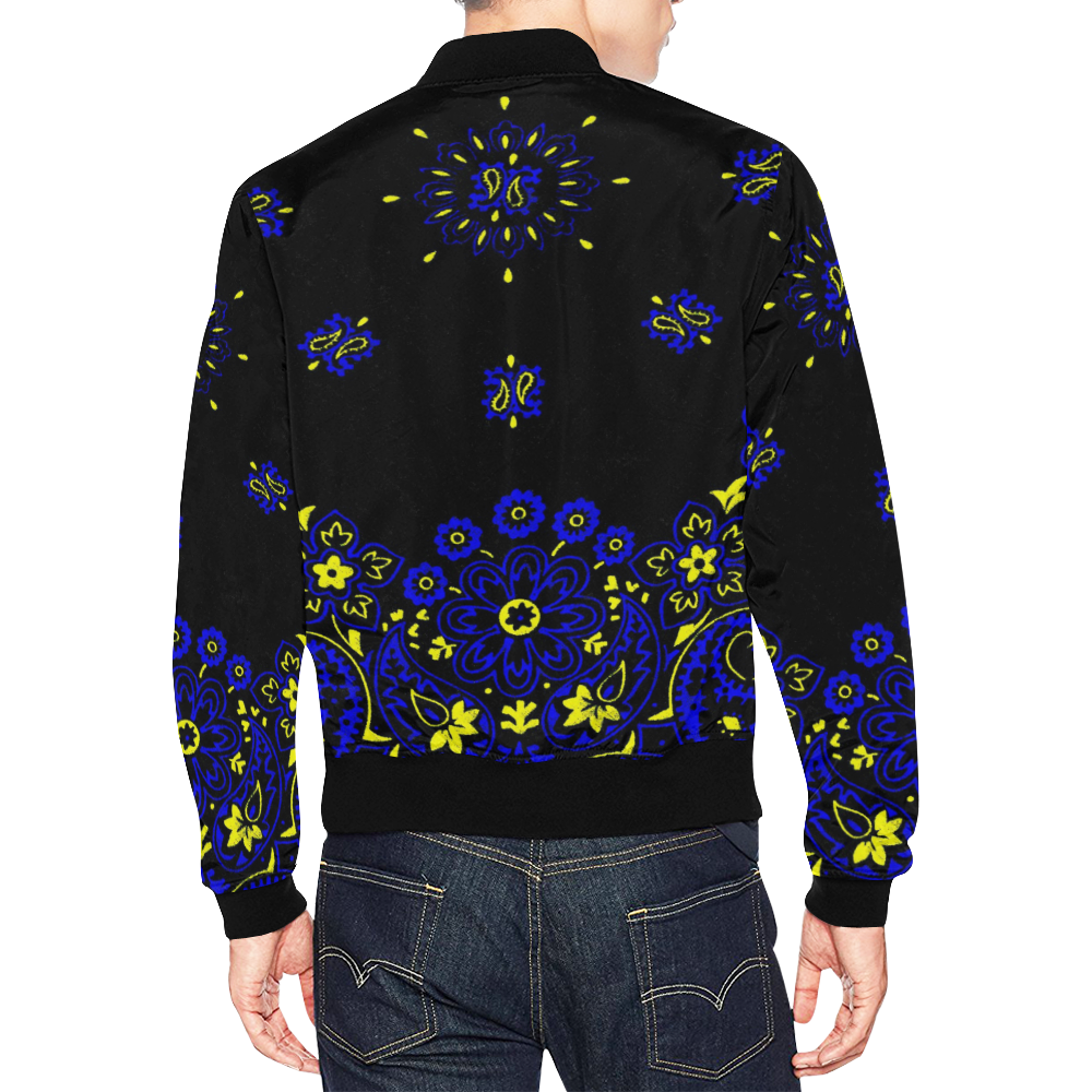 blue yellow bandana version 1 All Over Print Bomber Jacket for Men (Model H19)