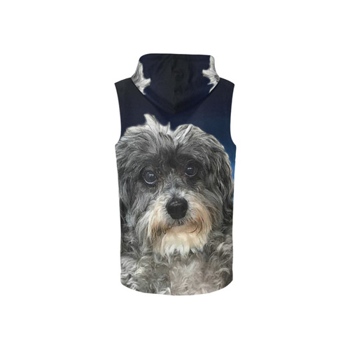 Dog Poodle Cross All Over Print Sleeveless Zip Up Hoodie for Women (Model H16)