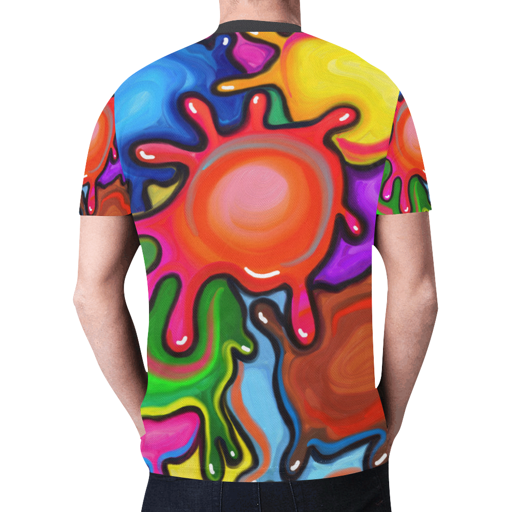 Vibrant Abstract Paint Splats New All Over Print T-shirt for Men (Model T45)