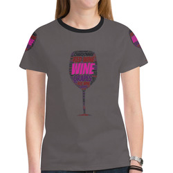Womens T-Shirt Short Sleeve Gray S, M, L, XL Red White Wine New All Over Print T-shirt for Women (Model T45)