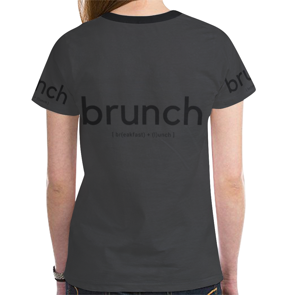 Womens T-Shirt Short Sleeve Black S, M, L, XL Brunch Breakfast Lunch New All Over Print T-shirt for Women (Model T45)