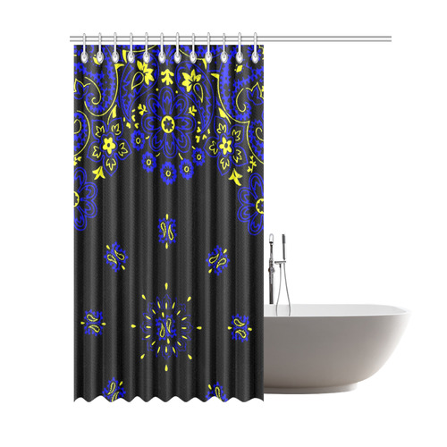 blue yellow bandana version 2 Shower Curtain 69"x84"