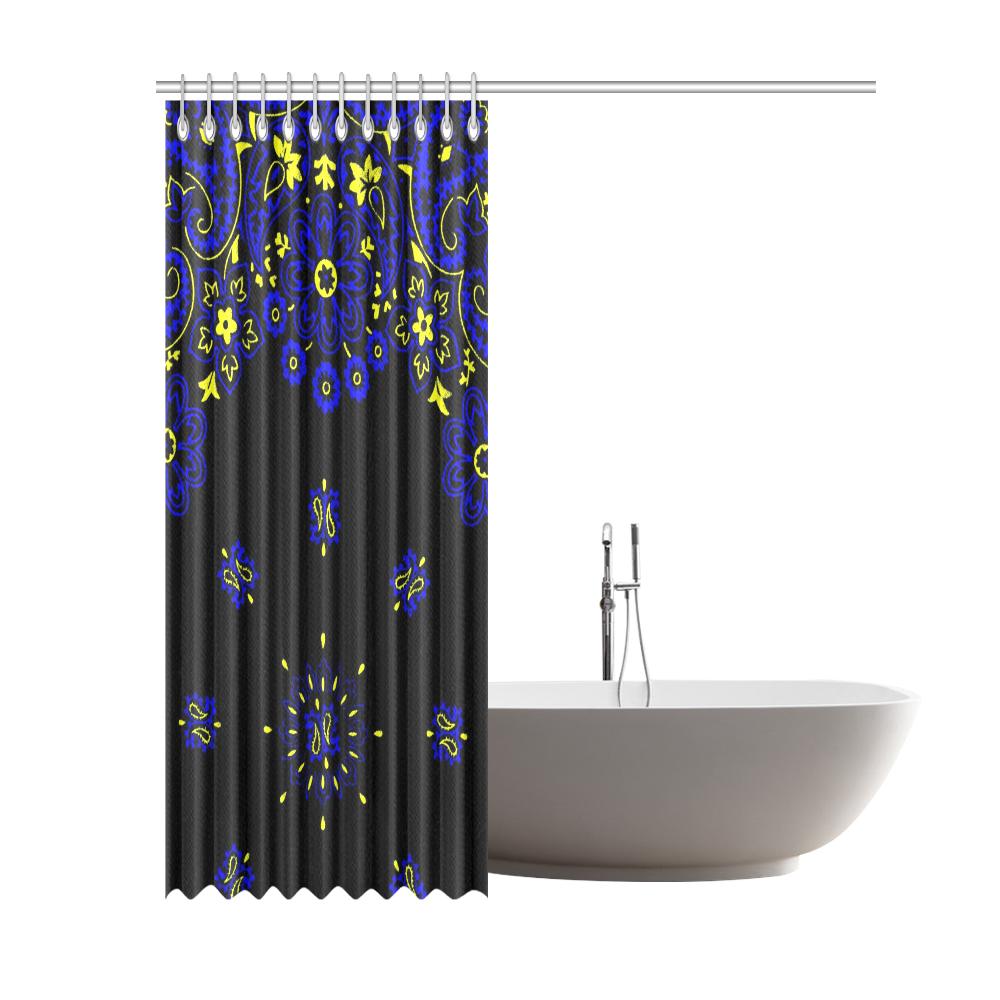 blue yellow bandana version 2 Shower Curtain 69"x84"