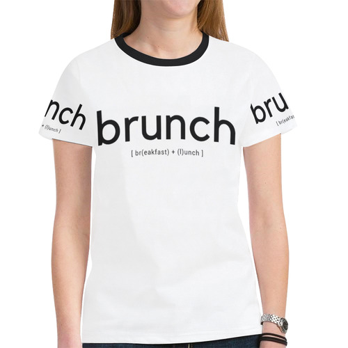 Womens T-Shirt Short Sleeve White S, M, L, XL Brunch Breakfast Lunch New All Over Print T-shirt for Women (Model T45)