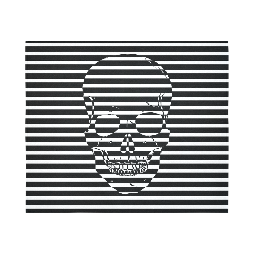 Awesome Skull Black & White Cotton Linen Wall Tapestry 60"x 51"