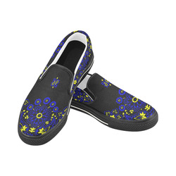 blue yellow bandana version 2 Men's Unusual Slip-on Canvas Shoes (Model 019)