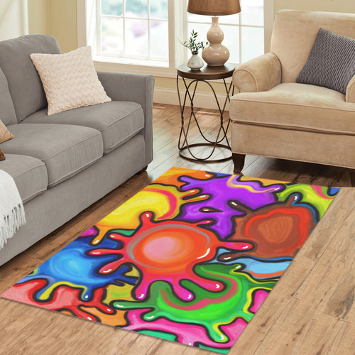 Vibrant Abstract Paint Splats Area Rug 5'3''x4'