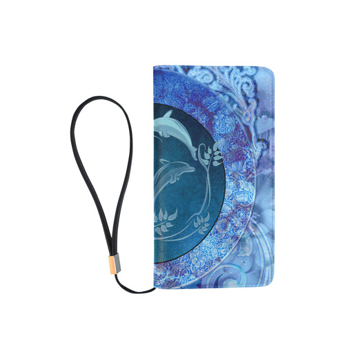 Dolphin with floral elelements Men's Clutch Purse （Model 1638）