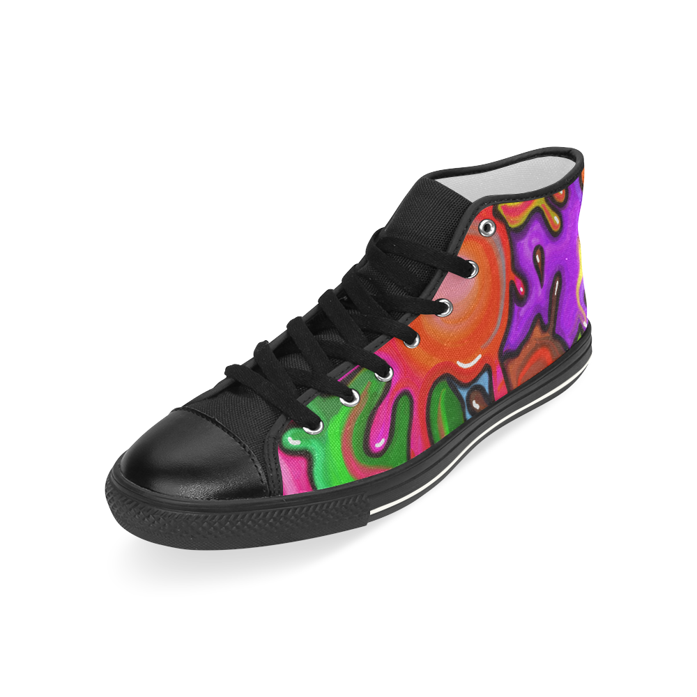 Vibrant Abstract Paint Splats Men’s Classic High Top Canvas Shoes (Model 017)