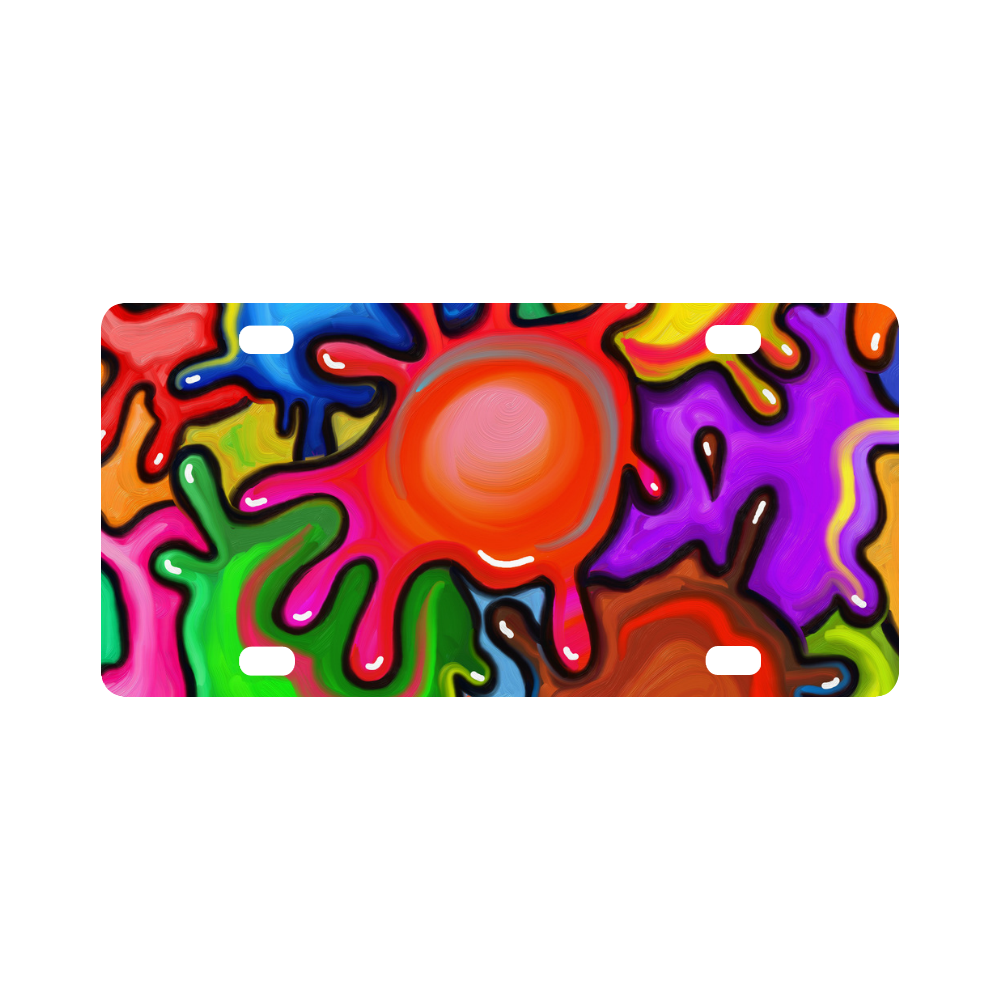 Vibrant Abstract Paint Splats Classic License Plate