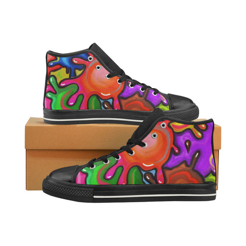 Vibrant Abstract Paint Splats High Top Canvas Shoes for Kid (Model 017)