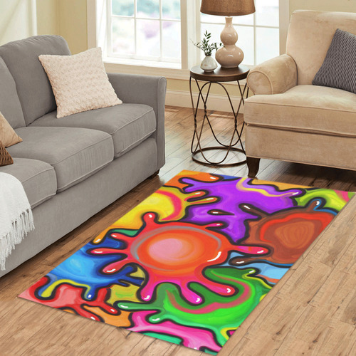 Vibrant Abstract Paint Splats Area Rug 5'x3'3''