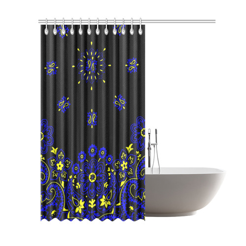 blue yellow bandana version 1 Shower Curtain 69"x84"