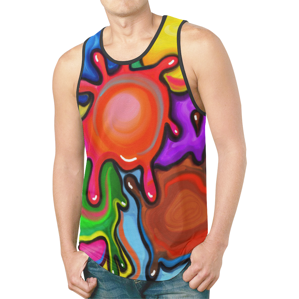 Vibrant Abstract Paint Splats New All Over Print Tank Top for Men (Model T46)