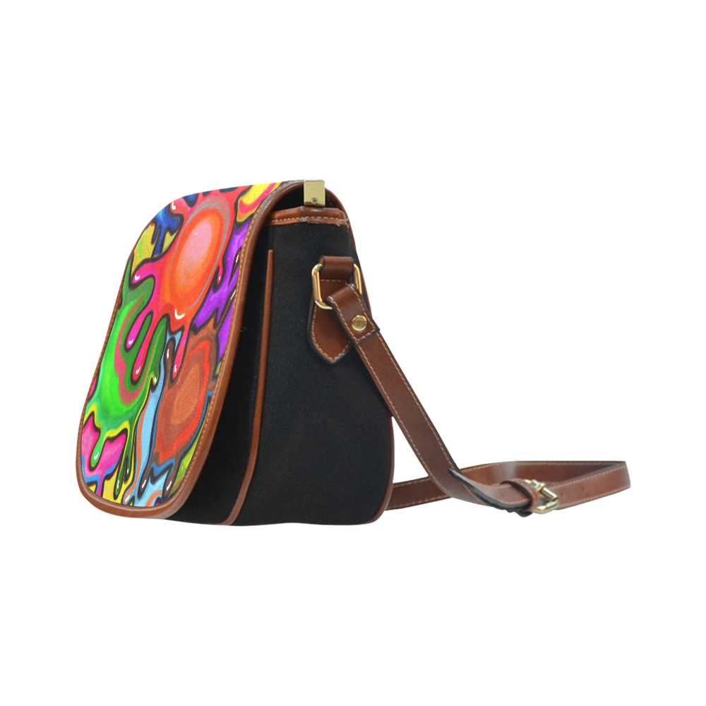 Vibrant Abstract Paint Splats Saddle Bag/Small (Model 1649)(Flap Customization)