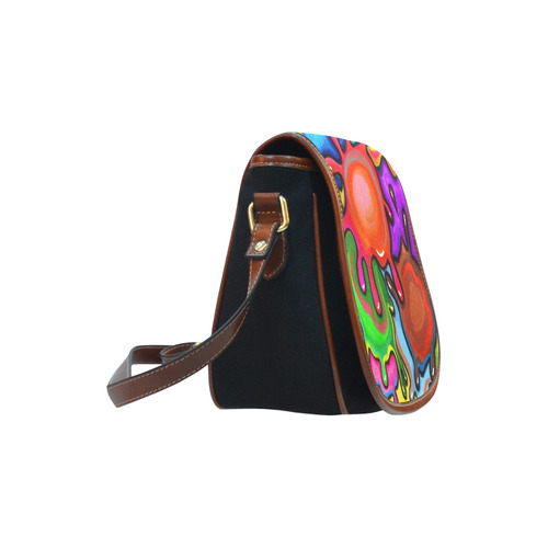 Vibrant Abstract Paint Splats Saddle Bag/Small (Model 1649)(Flap Customization)