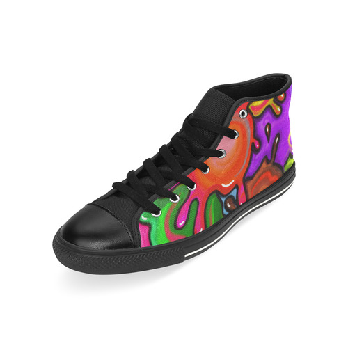 Vibrant Abstract Paint Splats High Top Canvas Shoes for Kid (Model 017)