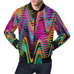 WAVES DISTORTION chevrons multicolored All Over Print Bomber Jacket for Men (Model H19)