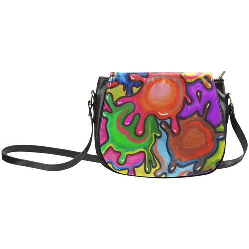 Vibrant Abstract Paint Splats Classic Saddle Bag/Large (Model 1648)