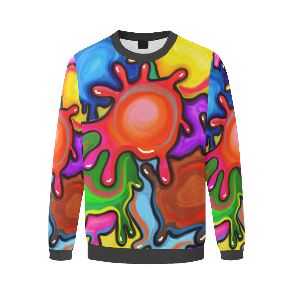 Vibrant Abstract Paint Splats Men's Oversized Fleece Crew Sweatshirt/Large Size(Model H18)