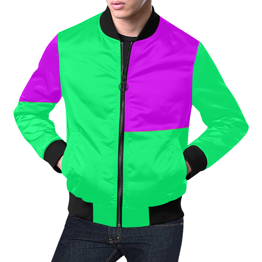 Green and Pink Standout All Over Print Bomber Jacket for Men (Model H19 ...