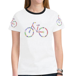 Womens T-Shirt Short Sleeve White S, M, L, XL Colorful Portland Bikes New All Over Print T-shirt for Women (Model T45)