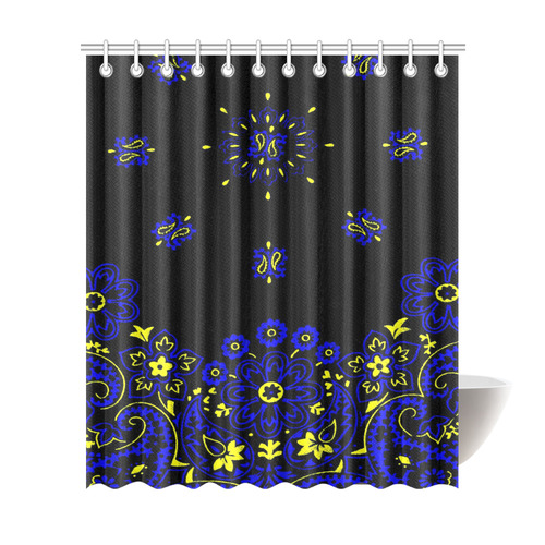 blue yellow bandana Shower Curtain 72"x84"