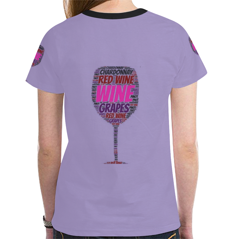 Womens T-Shirt Short Sleeve Purple S, M, L, XL Red White Wine New All Over Print T-shirt for Women (Model T45)