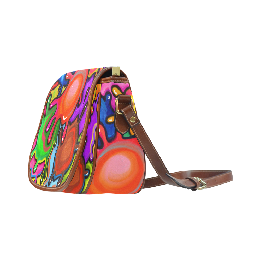 Vibrant Abstract Paint Splats Saddle Bag/Small (Model 1649) Full Customization
