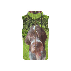 Dog Wirehaired Pointing Griffon All Over Print Sleeveless Zip Up Hoodie for Women (Model H16)