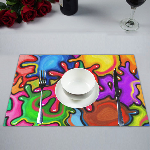 Vibrant Abstract Paint Splats Placemat 14’’ x 19’’ (Six Pieces)