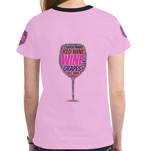 Womens T-Shirt Pink S, M, L, XL Red White Wine New All Over Print T-shirt for Women (Model T45)