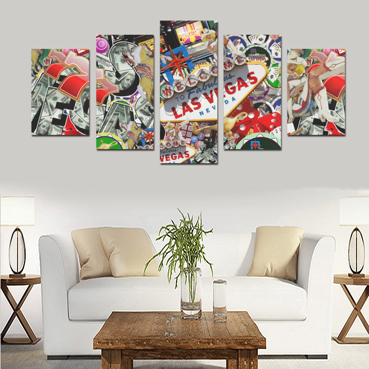 Las Vegas Icons - Gamblers Delight Canvas Print Sets D (No Frame)