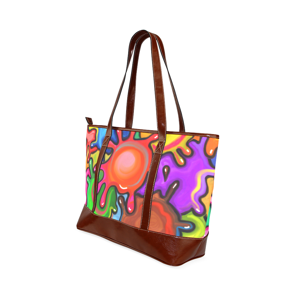 Vibrant Abstract Paint Splats Tote Handbag (Model 1642)
