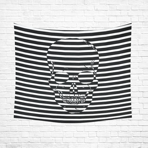 Awesome Skull Black & White Cotton Linen Wall Tapestry 60"x 51"