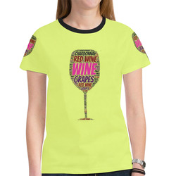 Womens T-Shirt Yellow S, M, L, XL Red White Wine New All Over Print T-shirt for Women (Model T45)