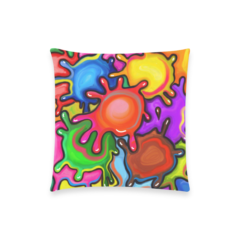 Vibrant Abstract Paint Splats Custom  Pillow Case 18"x18" (one side) No Zipper