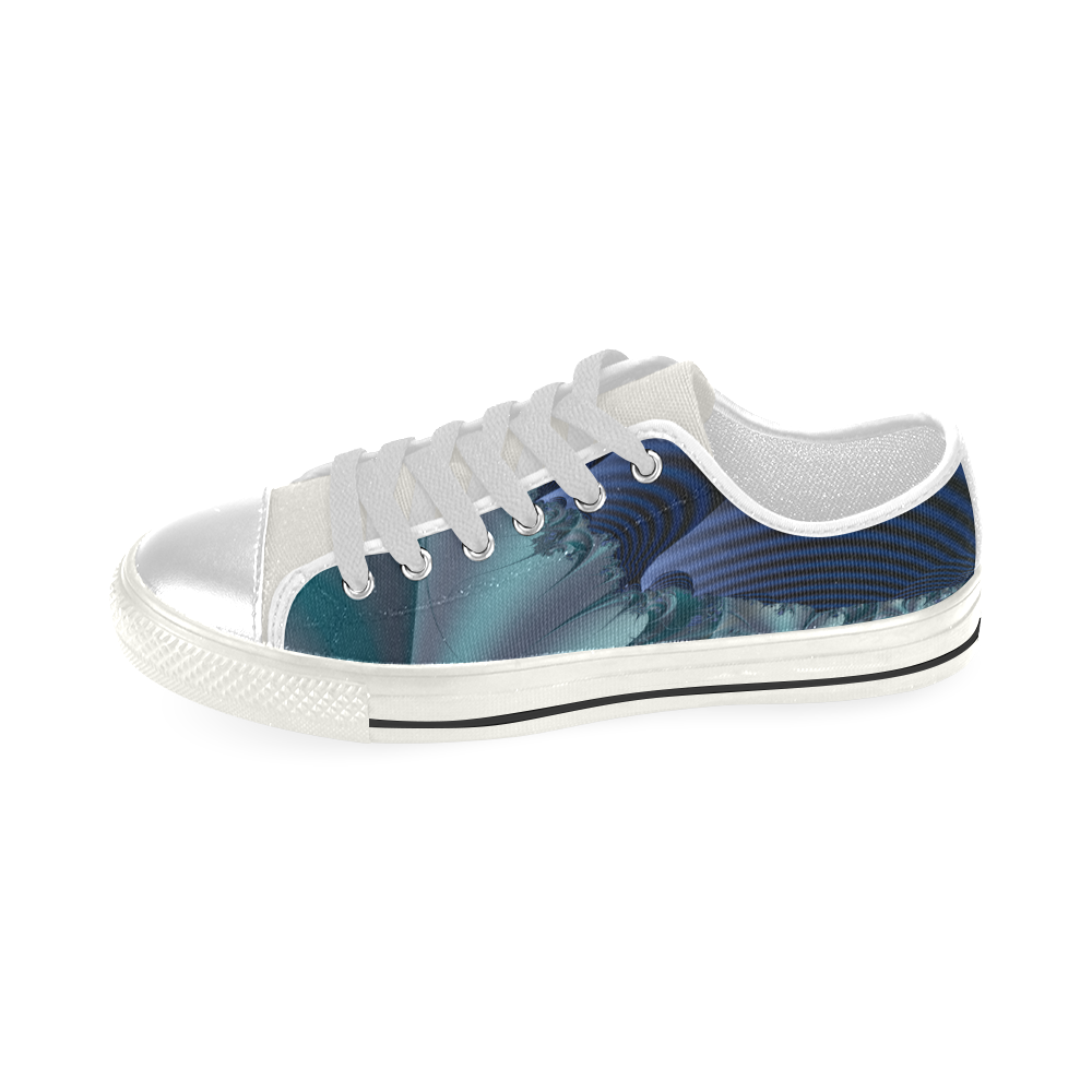 TWIGISLE Fractals of blue landscape Low Top Canvas Shoes for Kid (Model 018)