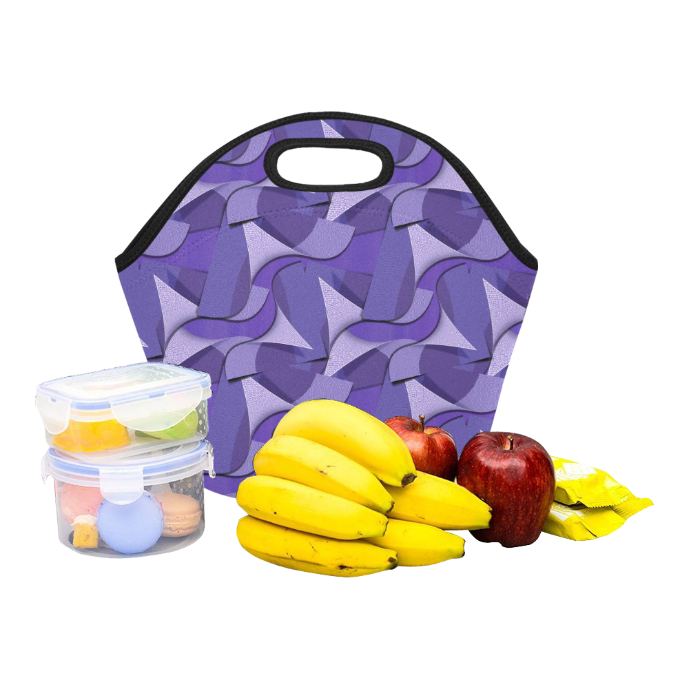 Ultra Violet Abstract Waves Neoprene Lunch Bag/Small (Model 1669)
