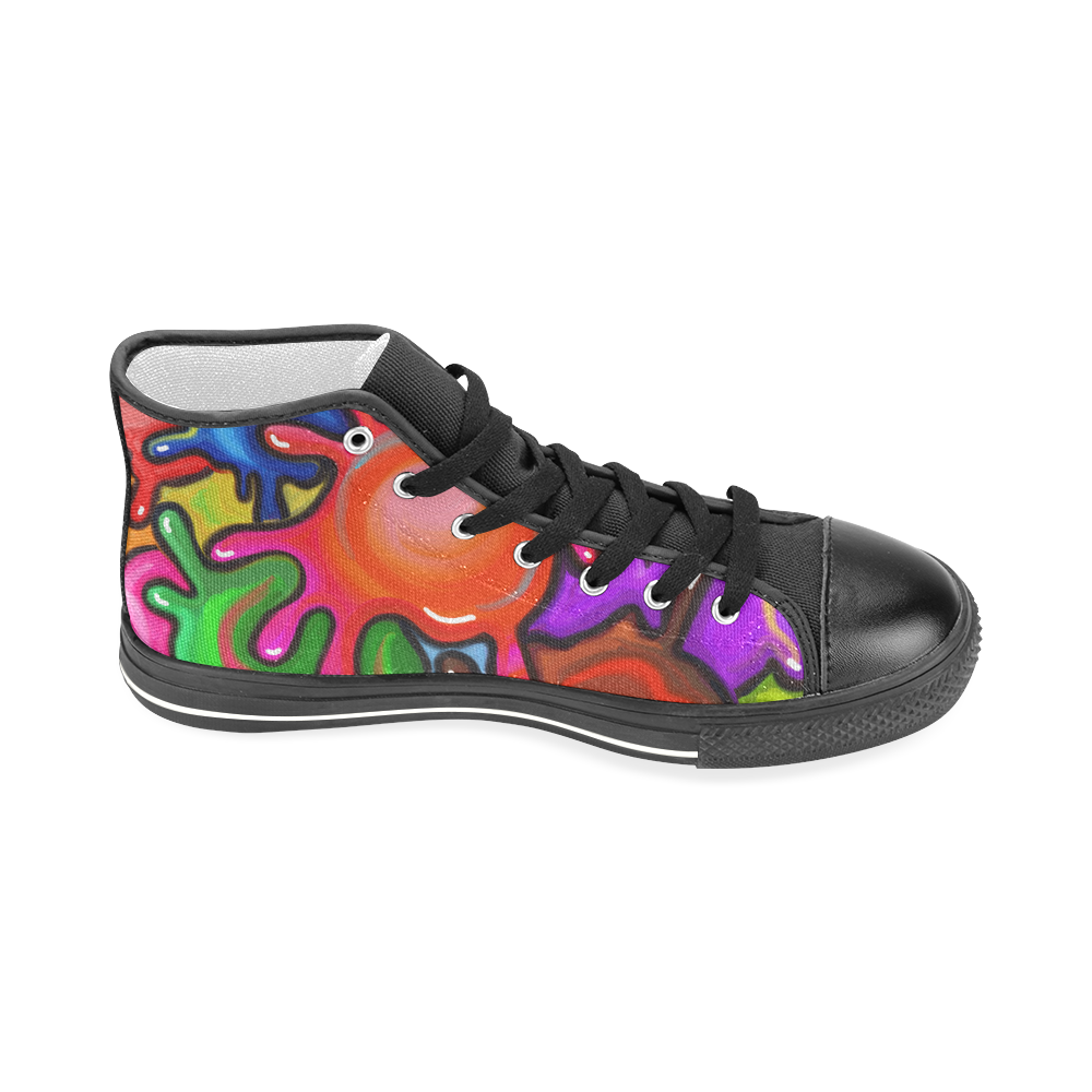 Vibrant Abstract Paint Splats Men’s Classic High Top Canvas Shoes (Model 017)