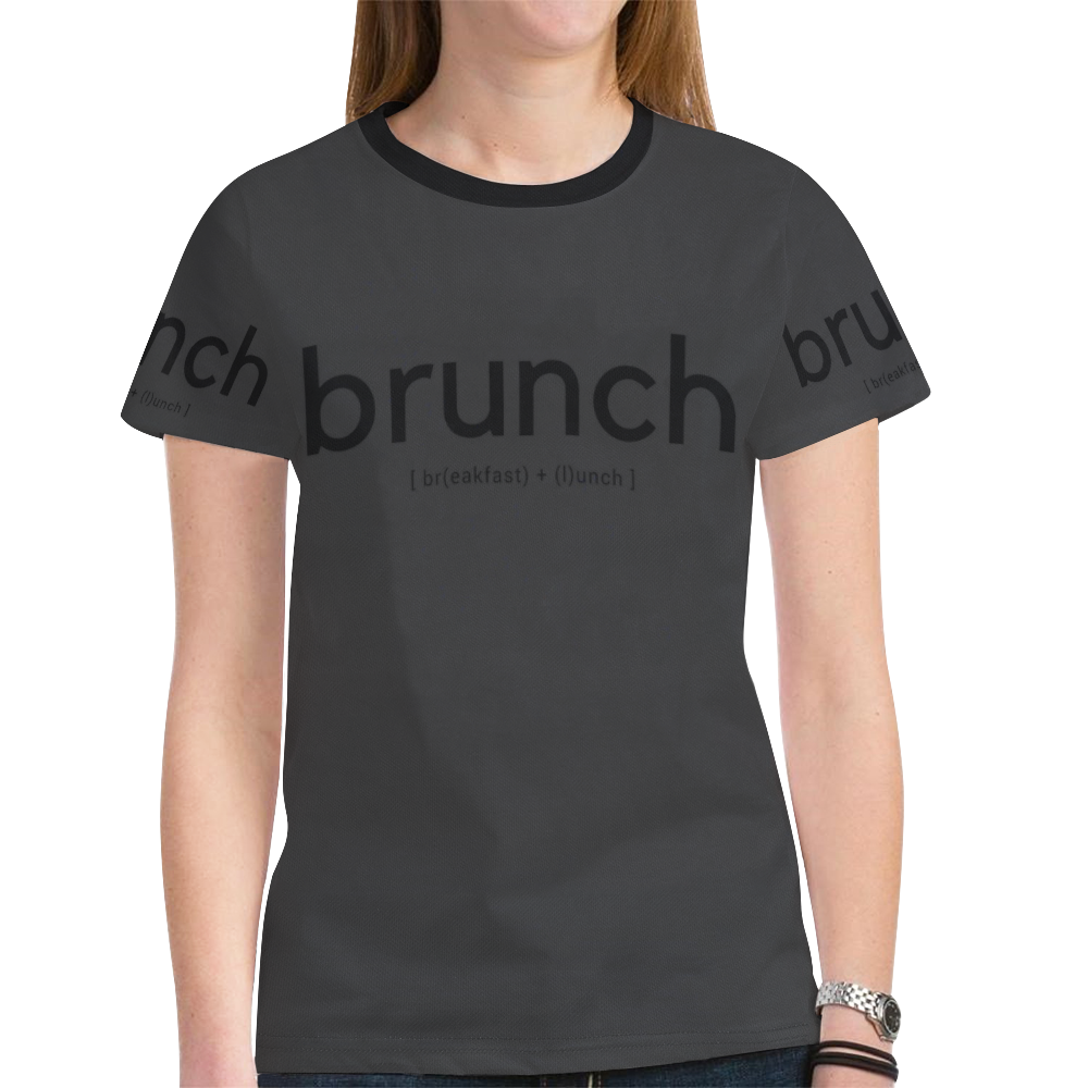 Womens T-Shirt Short Sleeve Black S, M, L, XL Brunch Breakfast Lunch New All Over Print T-shirt for Women (Model T45)