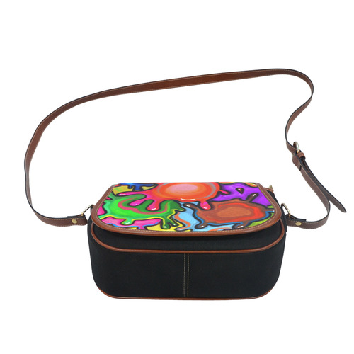 Vibrant Abstract Paint Splats Saddle Bag/Small (Model 1649)(Flap Customization)